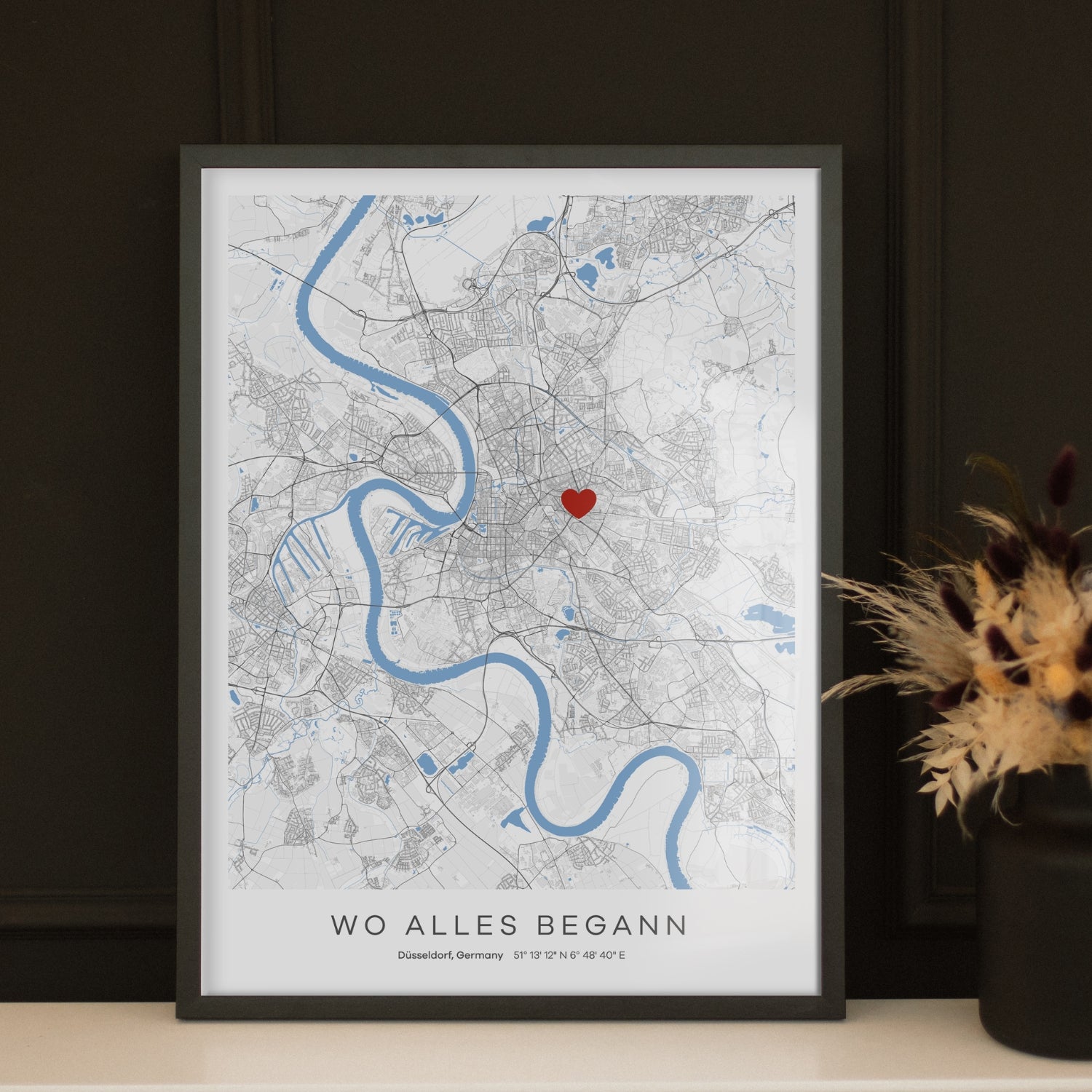 Personalisiertes City Map Poster zum Valentinstag – individuelle Stadtkarte mit Namen und Datum als romantisches Geschenk