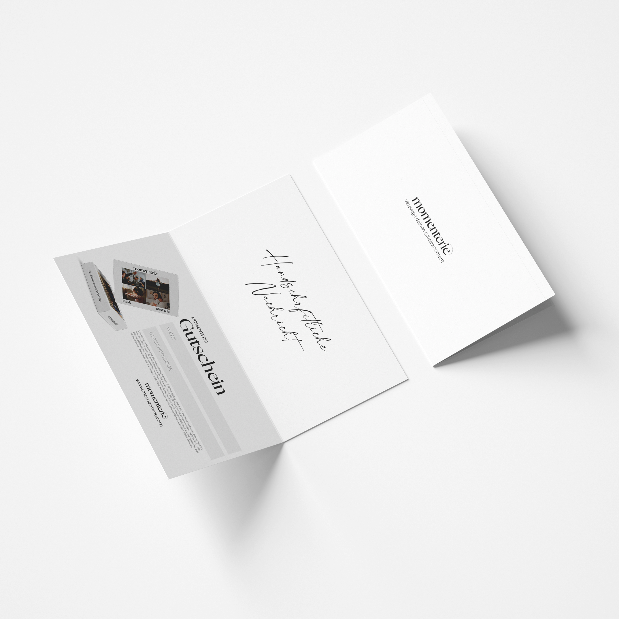 Momenterie Geschenkgutschein – stilvoller Gutschein als perfektes Geschenk für personalisierte Produkte und besondere Anlässe